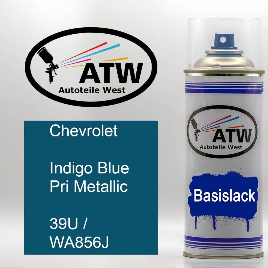 Chevrolet, Indigo Blue Pri Metallic, 39U / WA856J: 400ml Sprühdose, von ATW Autoteile West.